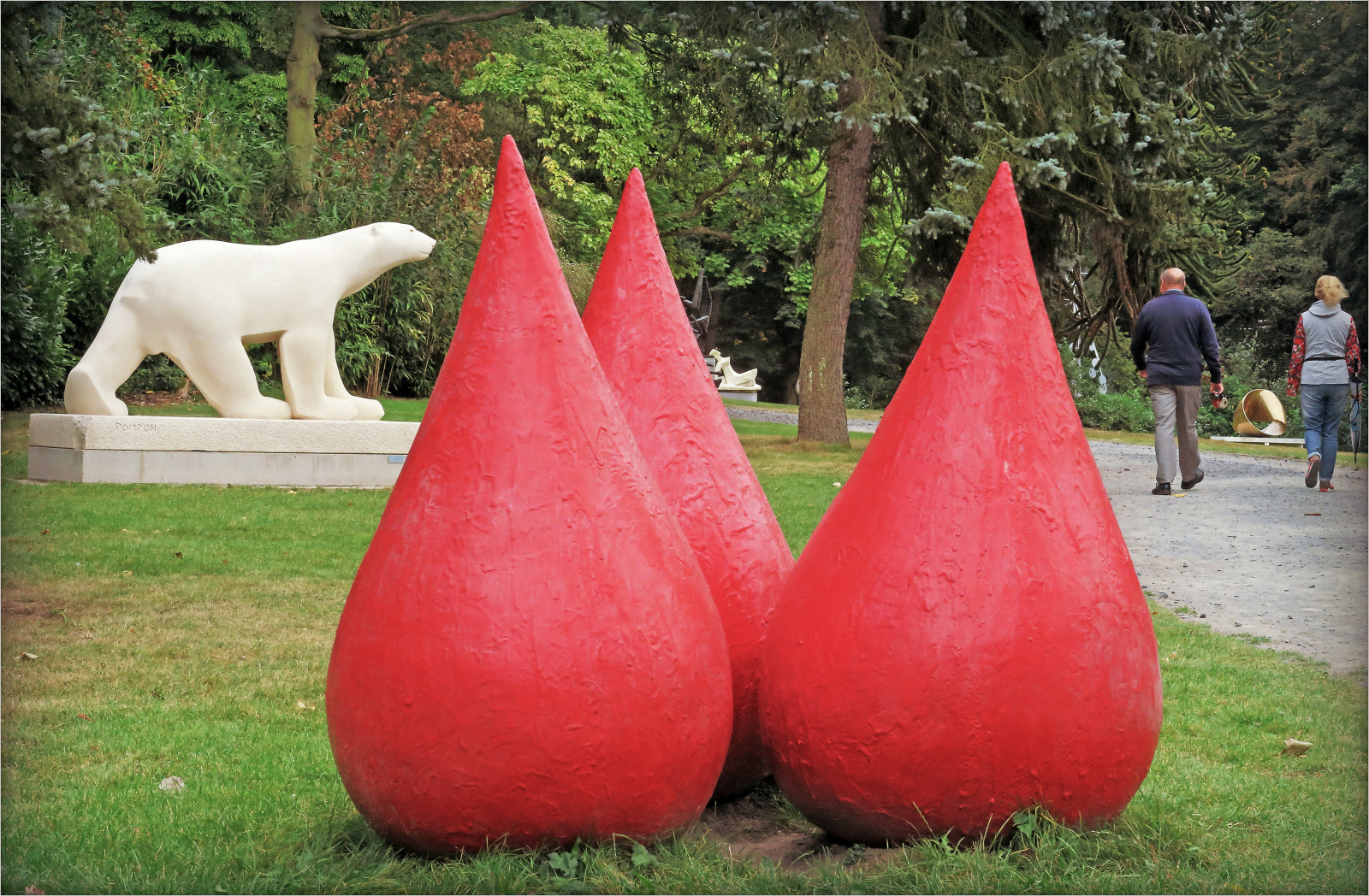 zahrada, město, Červené, tráva, Kánon, město, Belgie, Antwerpen, UMĚNÍ, strom, rostlina, sochy, ville, parc, belgie, Belgique, trávník, sochy, claudelina, Muzeum, Anvers, dílo, ourspolaire, Parcmus edumiddelheim, Fran oispompon