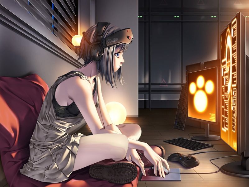 anime, anime girls, black hair, original characters, computer, girl anime, anime girls, black hair, original characters, computer, girl