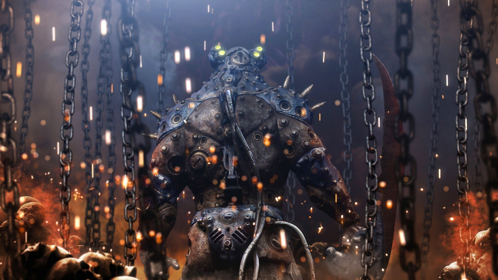 fantasy umění, CGI, 3D, poskytnout, digitální umění, umělecká díla, lebka, Řetězy