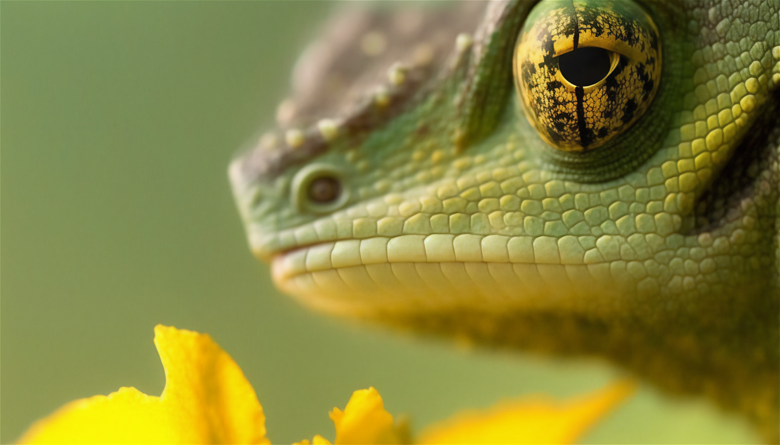 ai art, Cameleon, Gần, Hoa