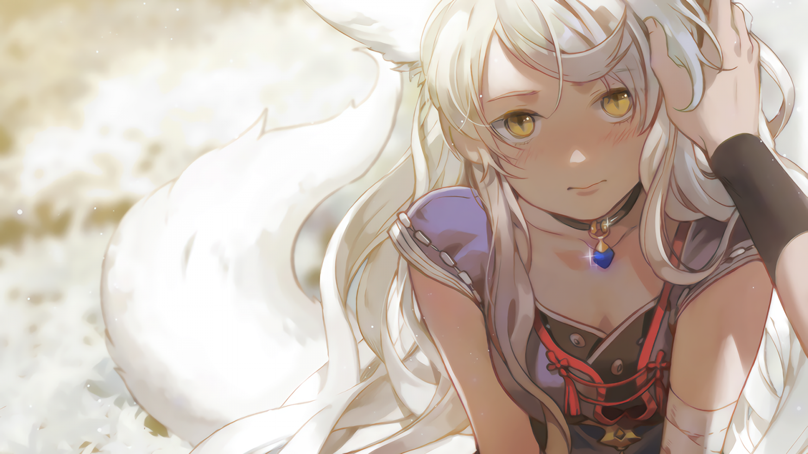 anime, anime dívky, žluté oči, kočka dívka, zvířecí uši, vlasy, oblečení, blond, mangaka