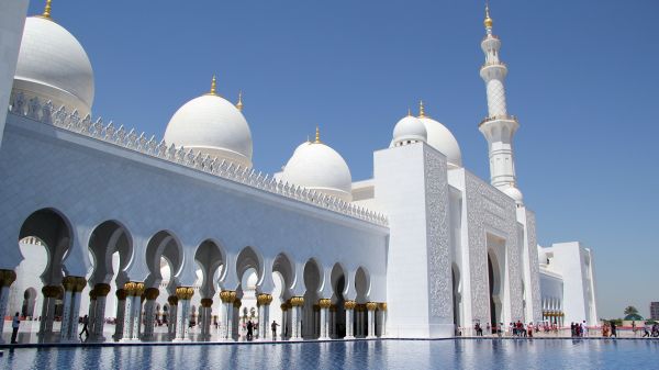 architecture,2560x1440 px,Abu Dhabi,arch,Islamic architecture,marble