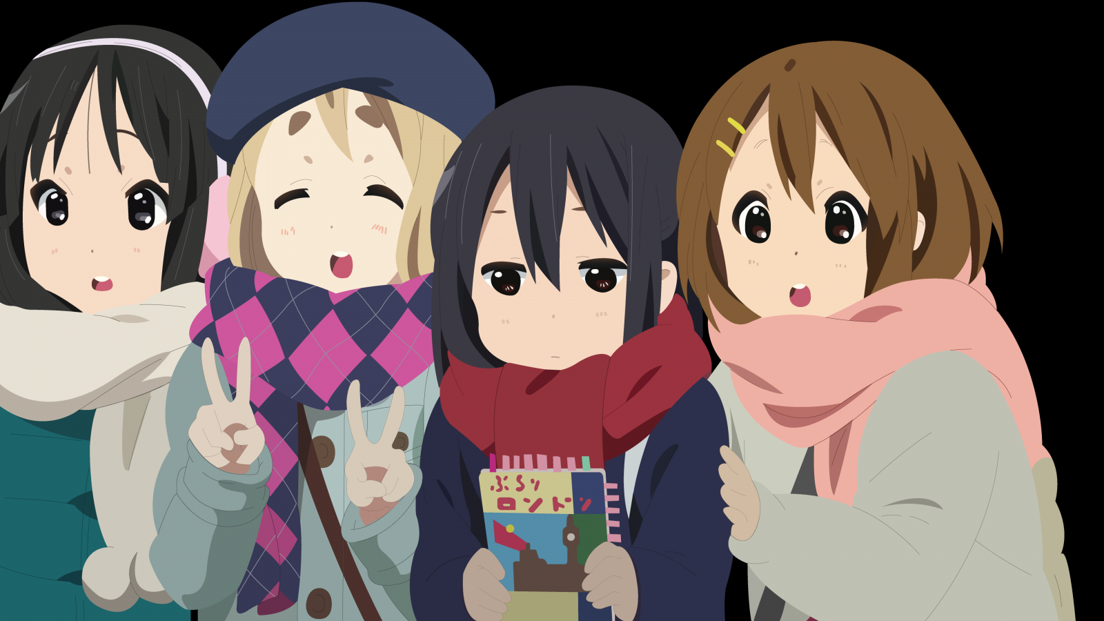 ilustrace, anime, anime dívky, kreslená pohádka, K ON, Akiyama Mio, Hirasawa Yui, Kotobuki Tsumugi, vektor, Nakano Azusa, mangaka