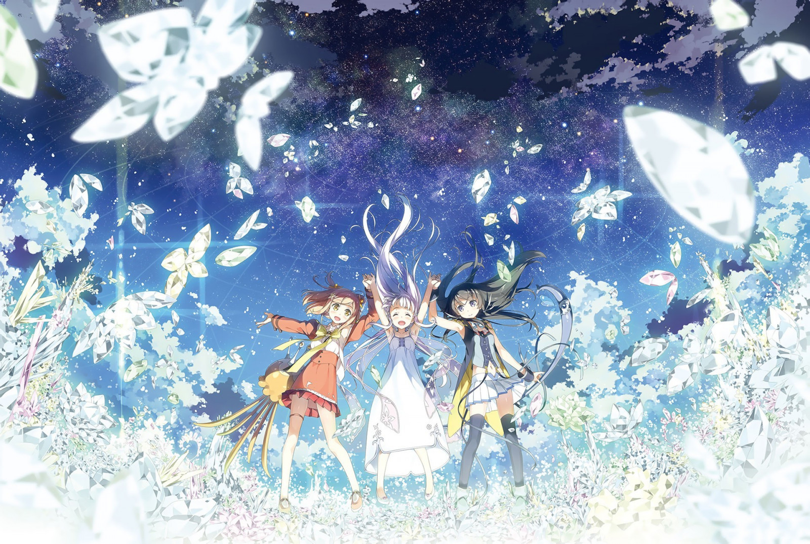 ilustrace, anime, Glass no Hana k Kowasu Sekai, květ, 1920x1289 px