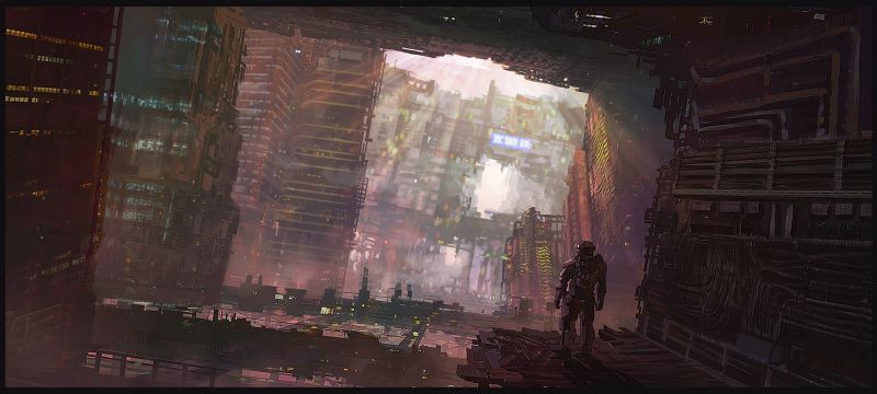 fantasy umění, umělecká díla, město, noc, futuristický, Koncepce umění fantasy umění, umělecká díla, město, noc, futuristický, Koncepce umění