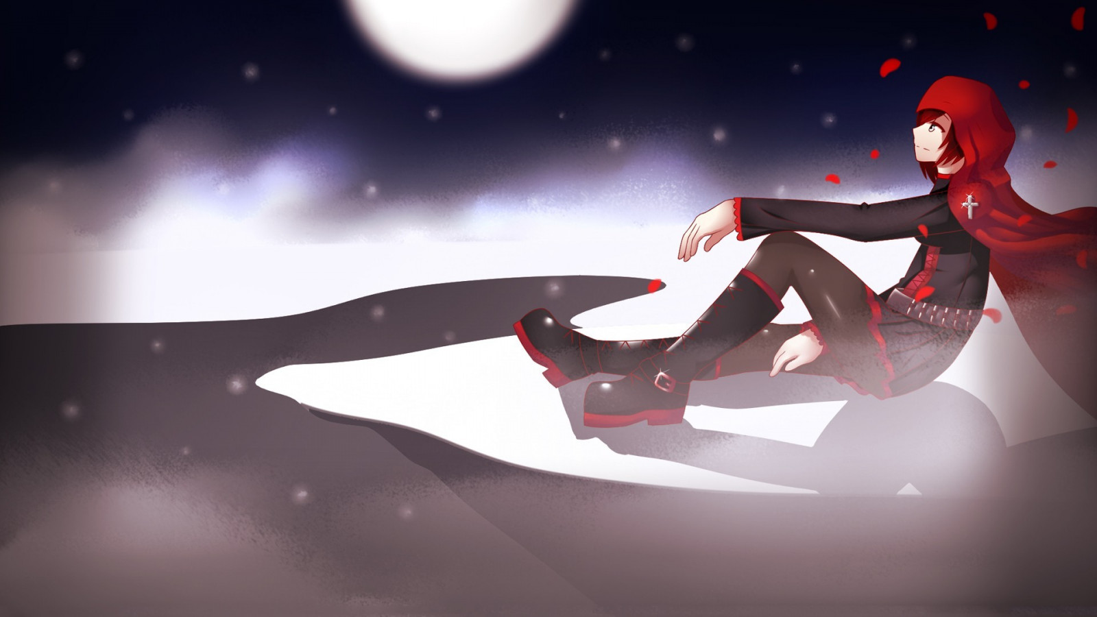 illustrazione, anime, RWBY, carattere Ruby Rose, oscurità, immagine dello schermo, sfondo del computer