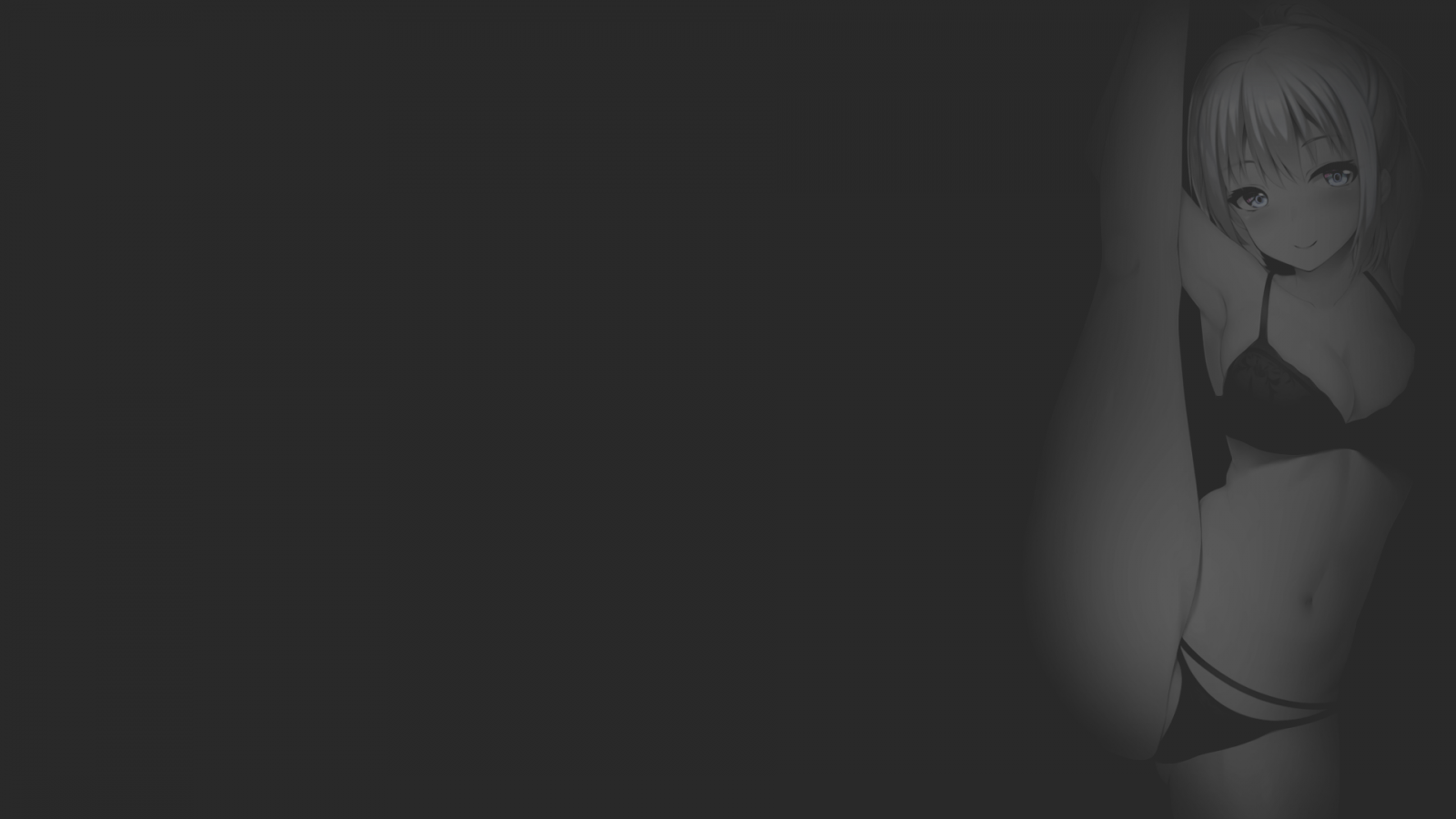 anime, manga, anime dívky, ilustrace, fan art, minimalismus, černobílý, tmavé pozadí, textura, selektivní barevné, ecchi, erotické umění, prsa, spodní prádlo, pantsu výstřel, Tatsumiya Kagari