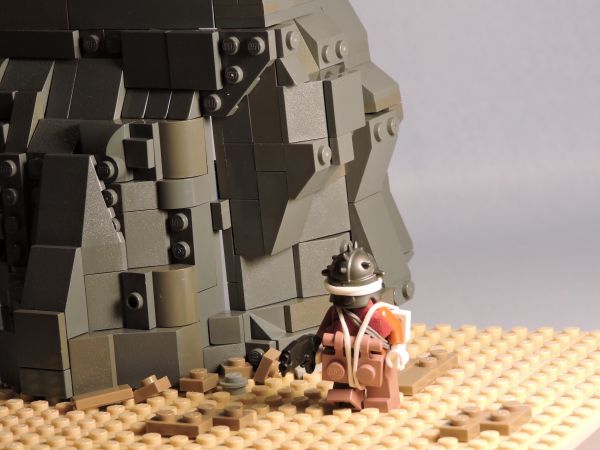 LEGO, cyberpunk, rock, sand, beach, cliff