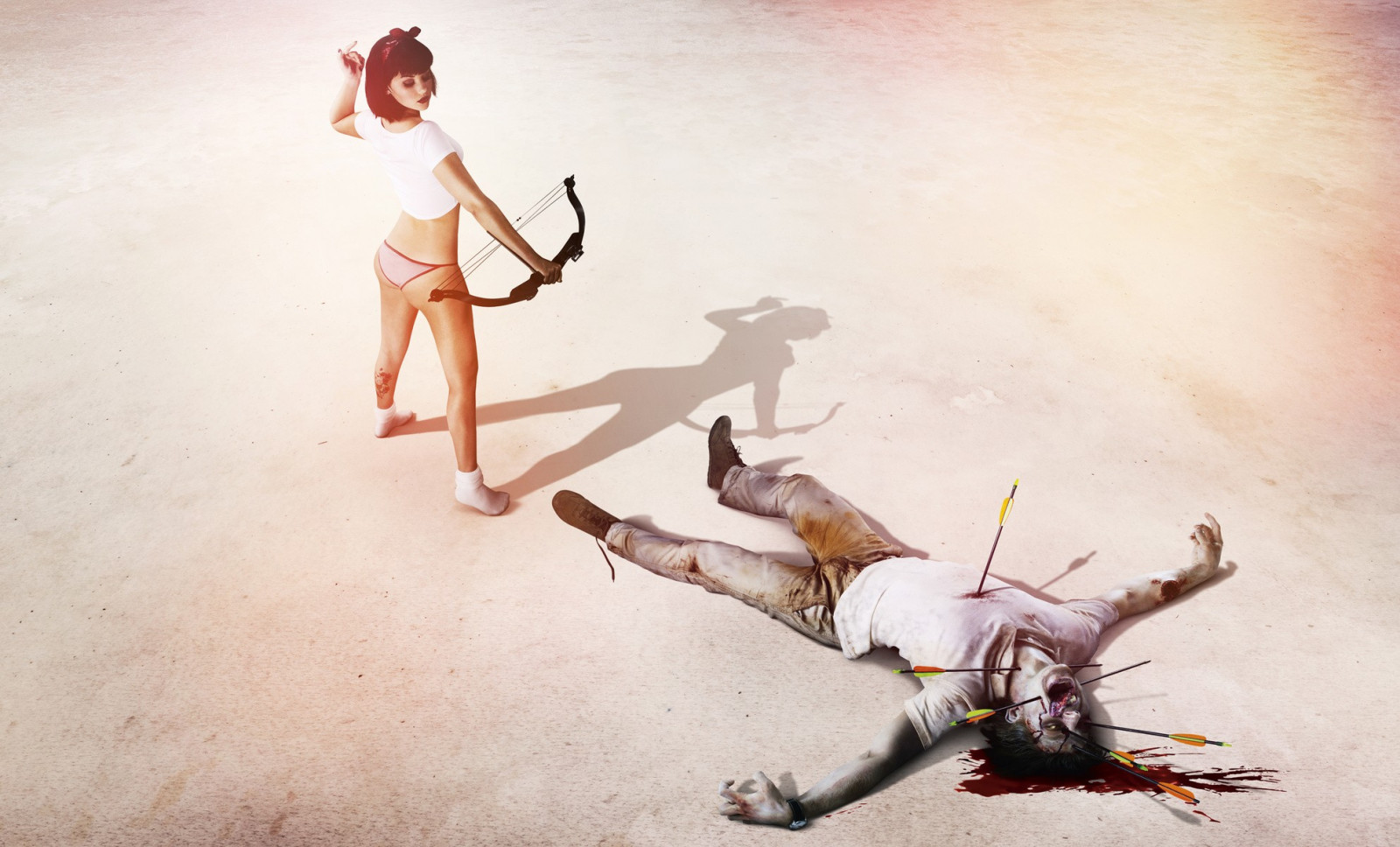 ilustrace, dívek v jejich spodní prádlo vs zombie, spodní prádlo, zombies, Melissa Clarke, UMĚNÍ, barva, obraz