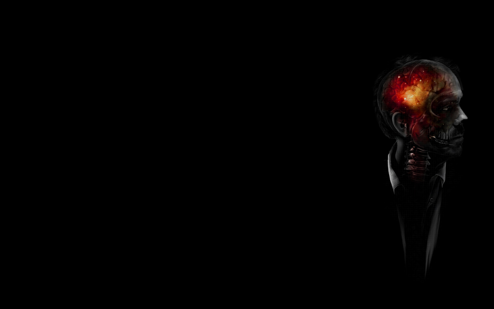 Wallpaper 1920x1200 px, black, brain, horror, macabre, skeleton