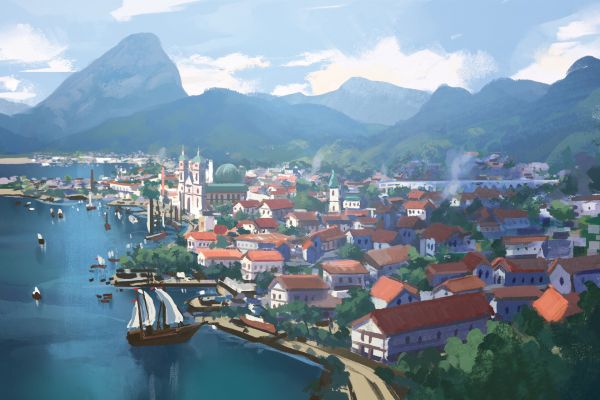 Brazil,classical art,dock,ship