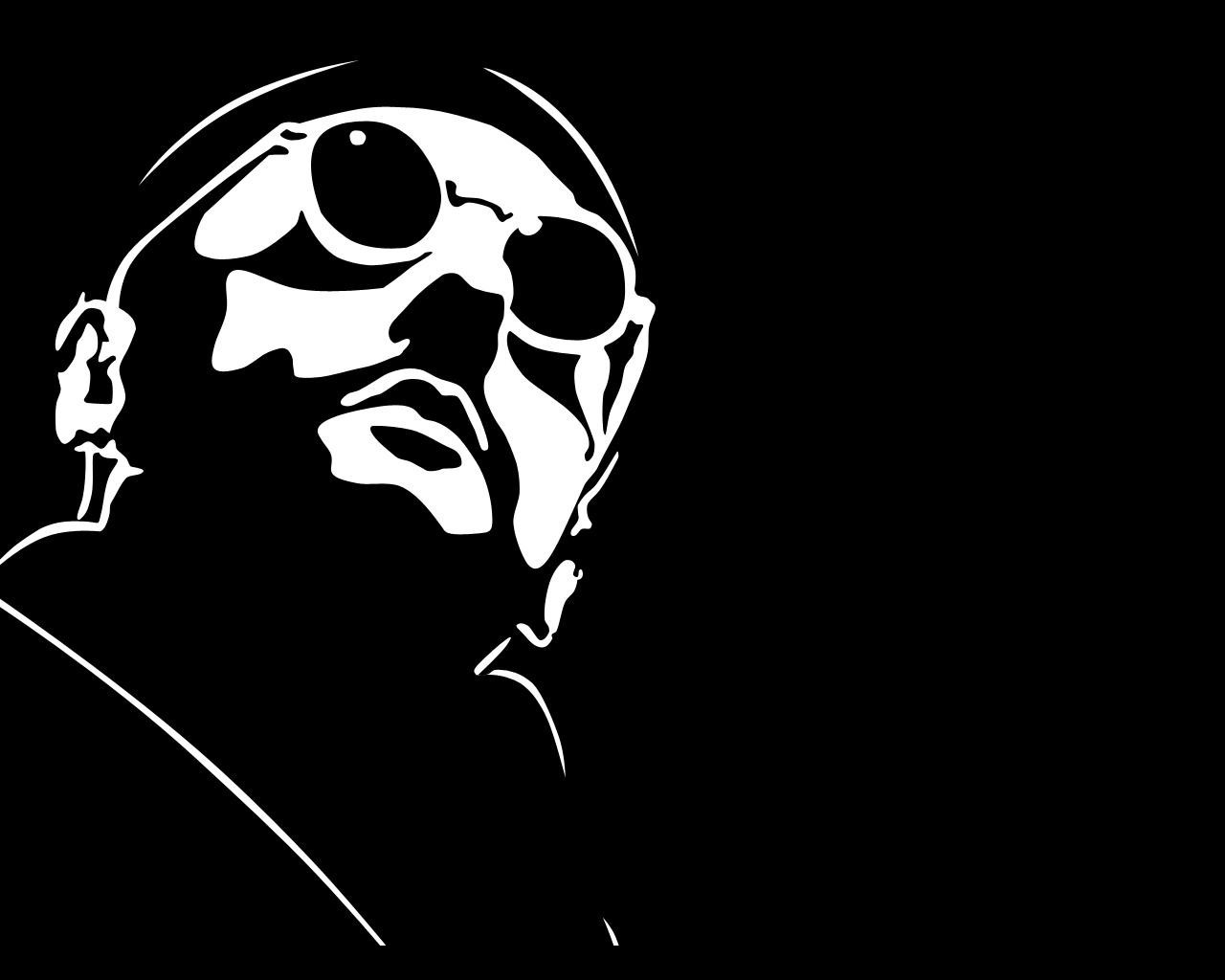 illustration, monokrom, minimalisme, briller, film, kranium, hoved, L på den professionelle, 1280x1024 px, sort og hvid, monokrom fotografering, skrifttype, knogle