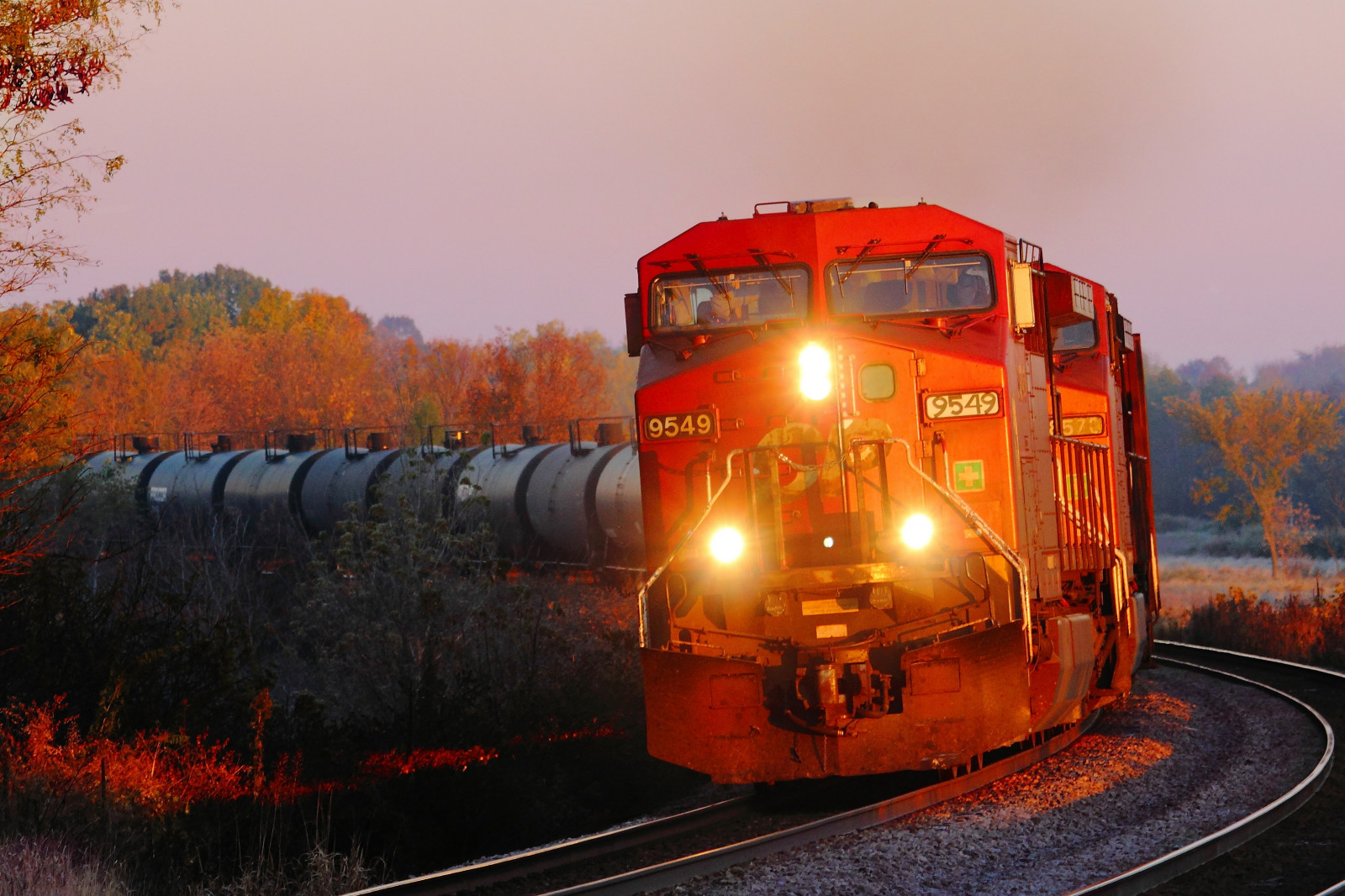 Wallpaper landscape, sky, vehicle, train, sunrise, evening