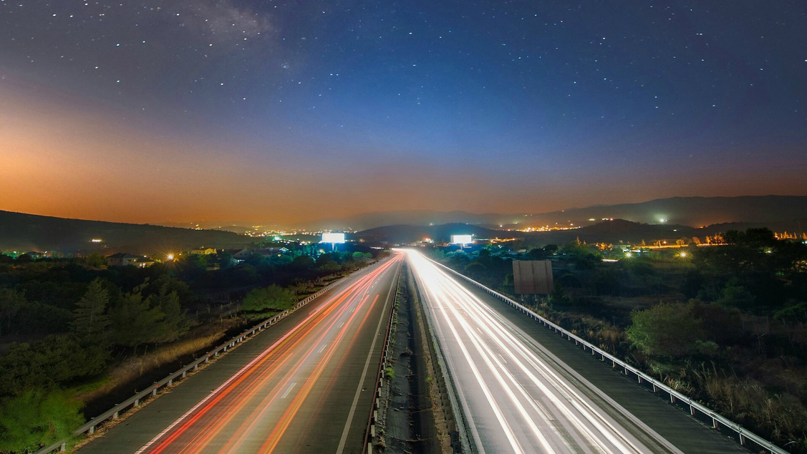Şehir manzarası, gece, gökyüzü, yol, uzun pozlama, akşam, ufuk, Otoyol, Alacakaranlık, Işık, Şafak vakti, Toprak atmosferi