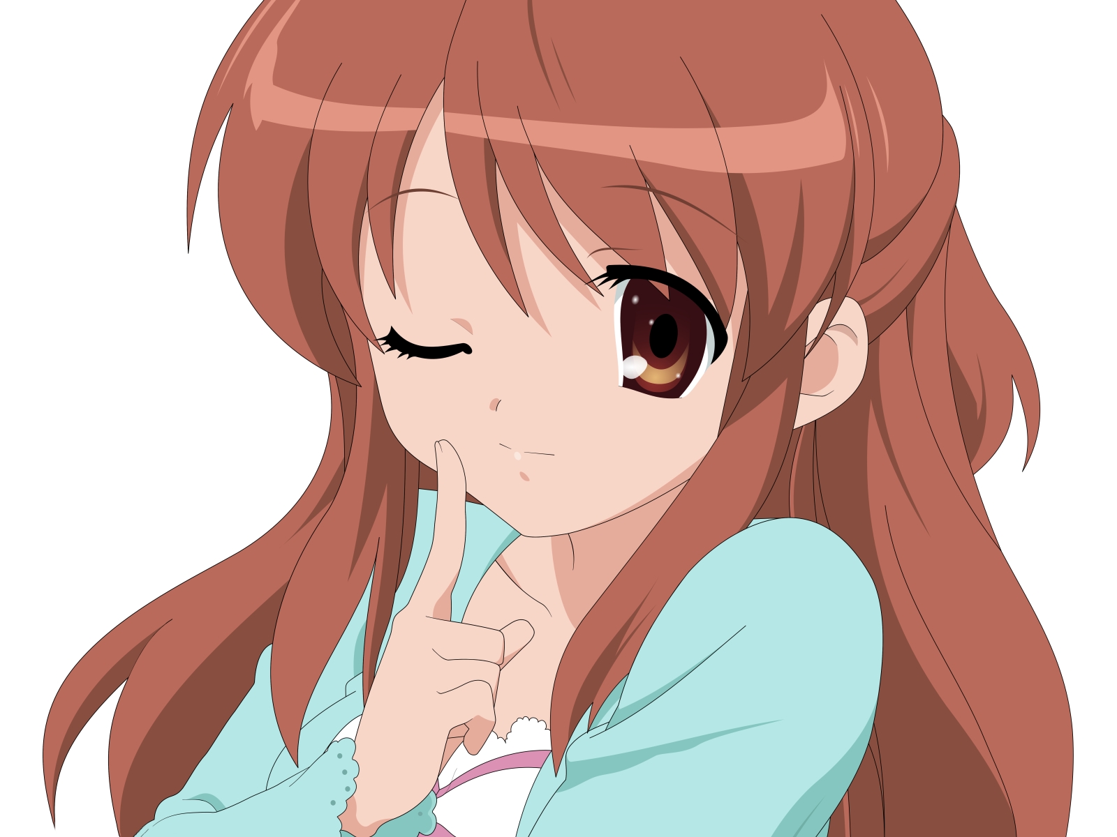 ilustrace, anime, bruneta, kreslená pohádka, černé vlasy, pusa, Asahina Mikuru, Suzumiya Haruhi no Yuutsu, dívka, gesto, zblízka, mangaka