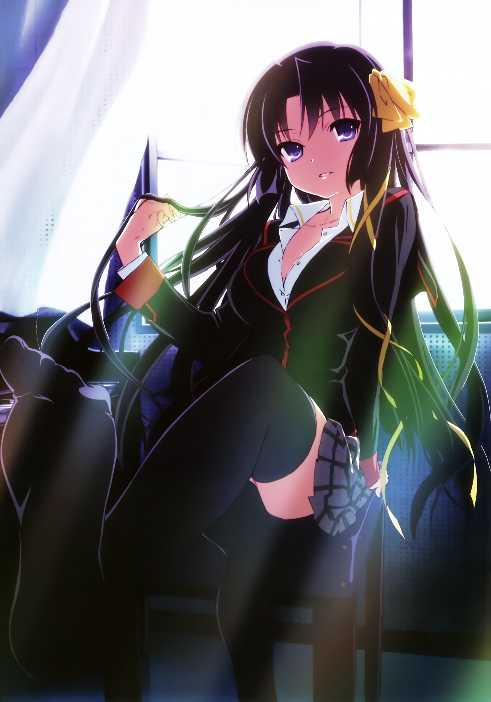 Wallpaper Little Busters, anime girls, Kurugaya Yuiko, thigh highs