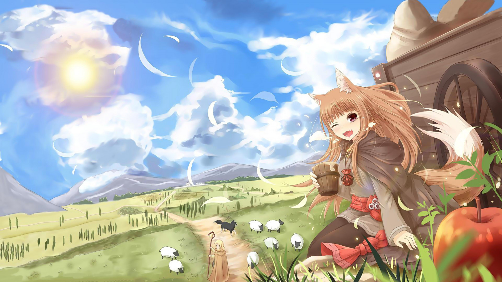 illustrazione, anime, cartone animato, Holo, Spice and Wolf, mitologia, immagine dello schermo, sfondo del computer