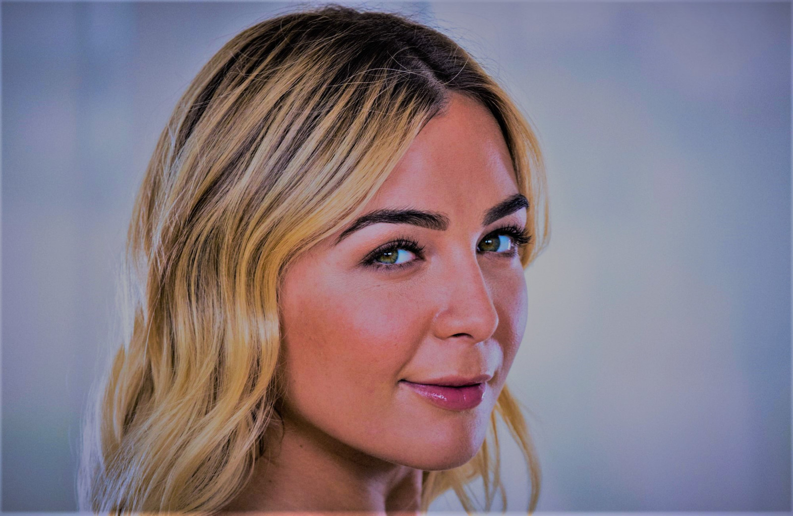 Blair Williams, model-, kijken naar kijker, blond, gezicht
