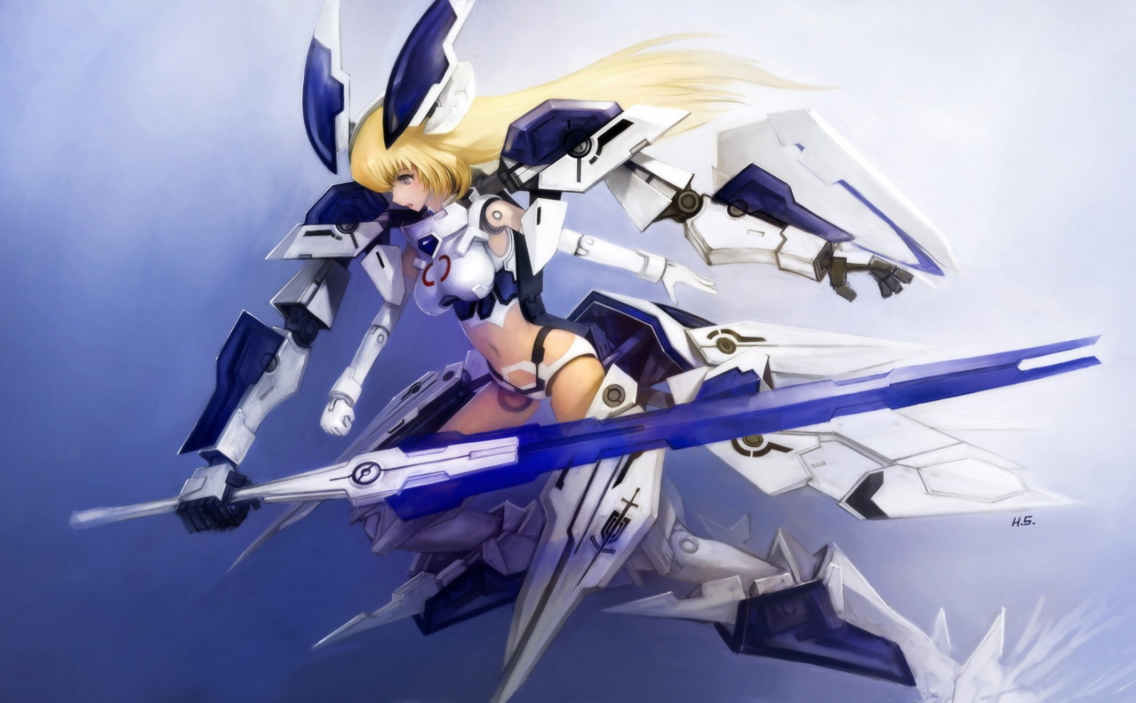 blond, anime, Anime piger, blå, sværd, Legetøj, mecha piger, Busou Shinki, Altlene Busou Shinki, vinge, skærmbillede, mecha, Action figur