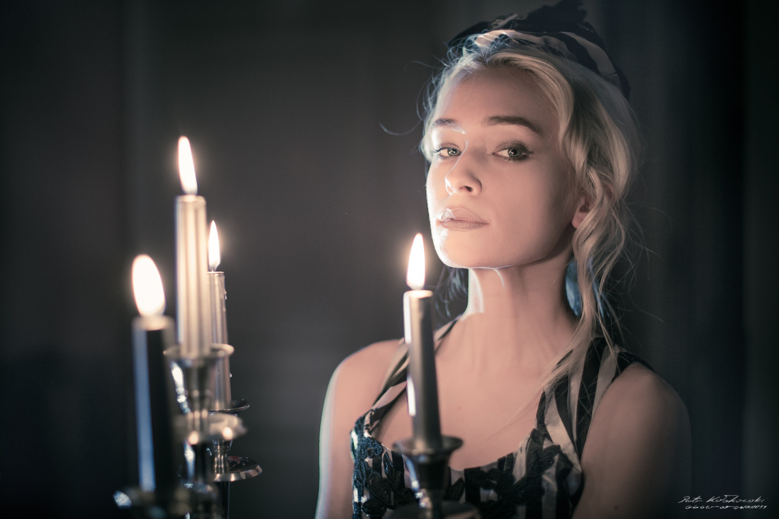 Piotr Ko akowski, candles, portrait, face, 500px, women
