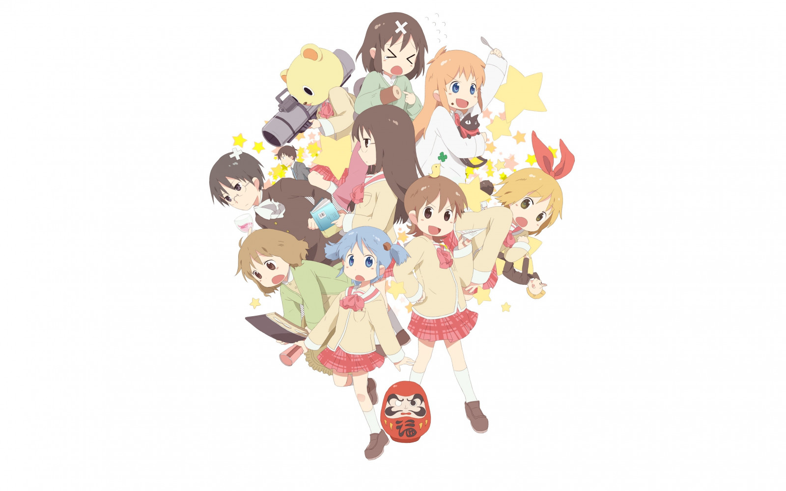 illustration, anime, tegneserie, Shinonome Hakase, Nichijou, Aioi Yuuko, Nano Shinonome, Mai Minakami, Naganohara mio, produkt