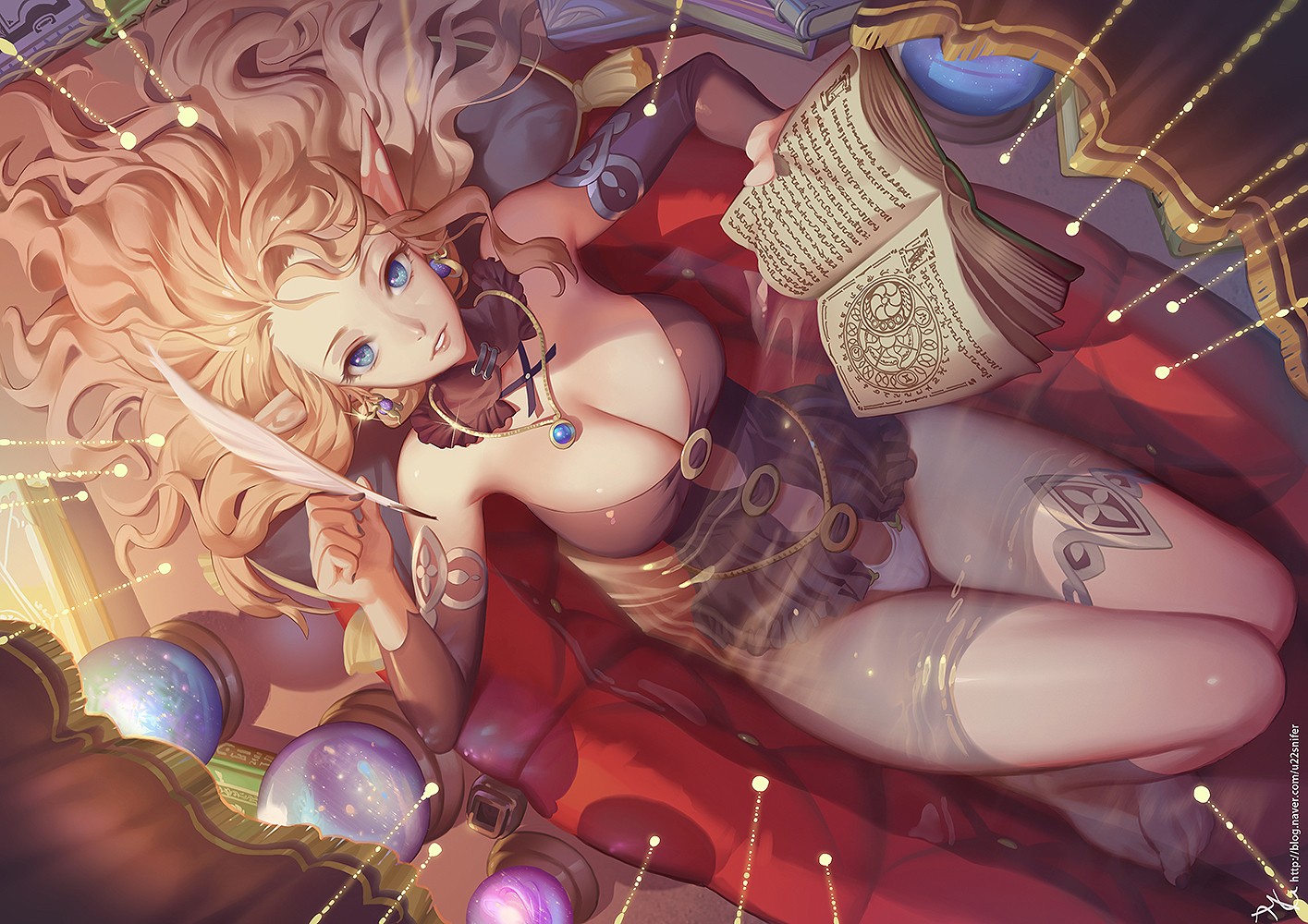 blondýnka, dlouhé vlasy, anime, anime dívky, výstřih, kalhotky, komiks, spodní prádlo, mytologie, koupel, Snímek obrazovky, beletrie