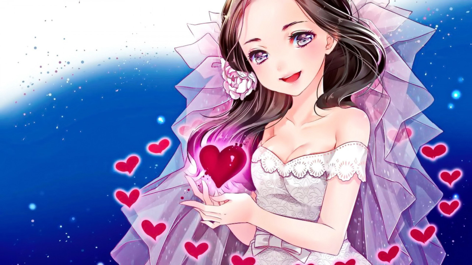 Wallpaper : ilustrasi, rambut panjang, gadis anime, Buka mulut, gambar