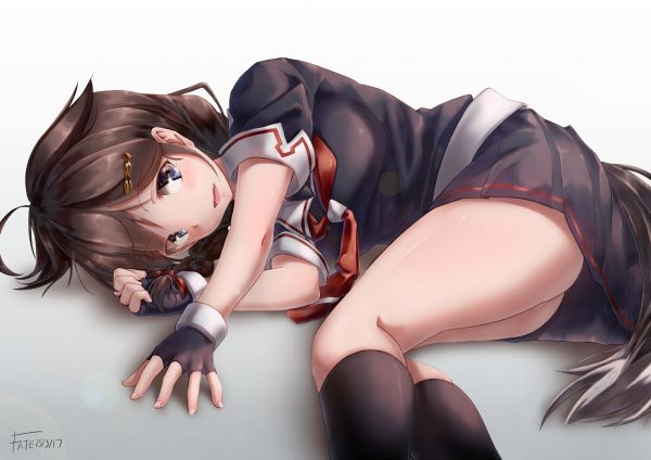 brunette,white background,anthropomorphism,blue eyes,blushing,gloves