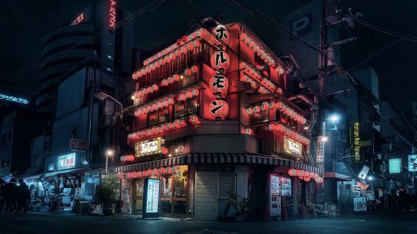 night,500px,stores,japanese letters