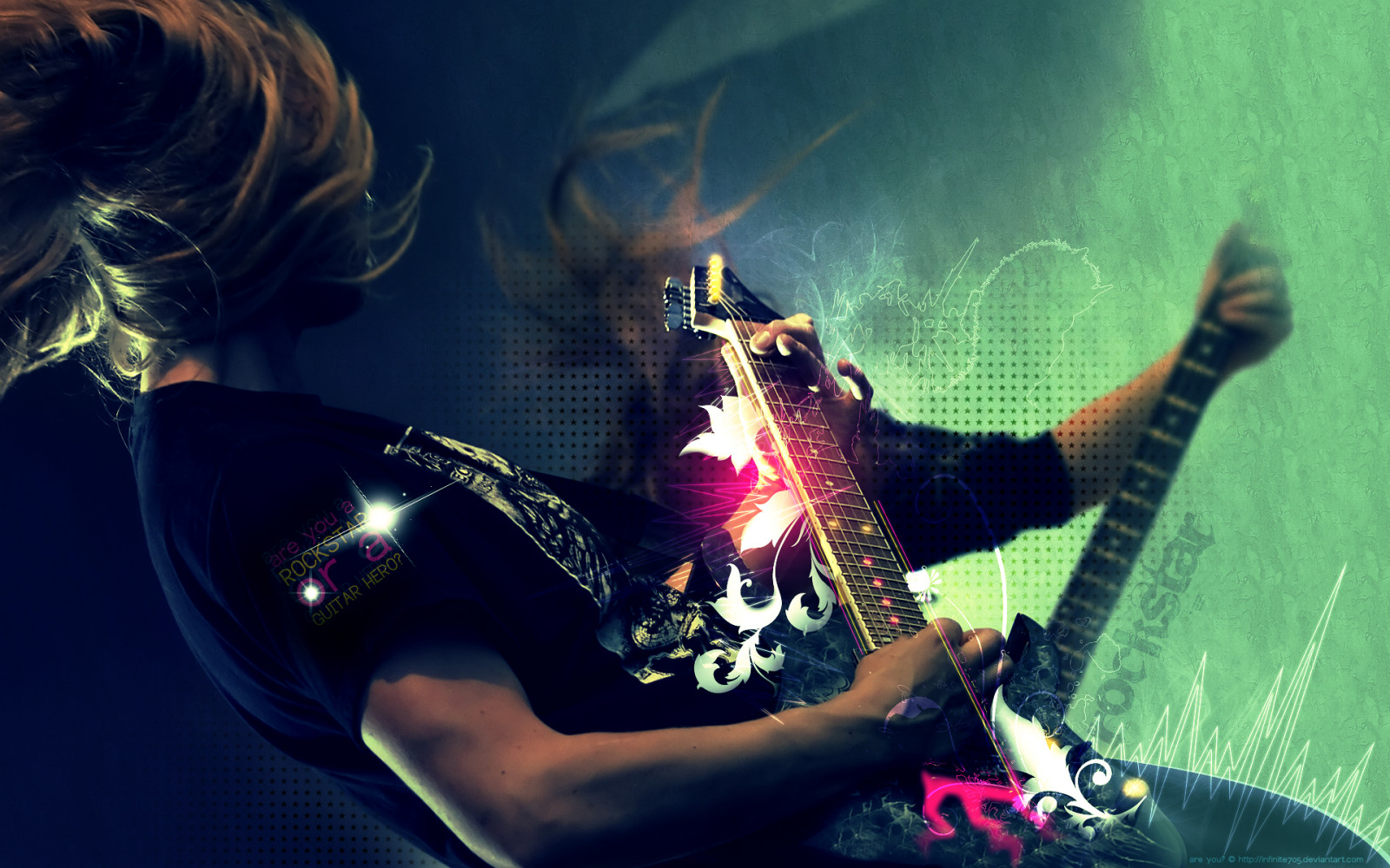muži, digitální umění, videohry, dlouhé vlasy, kytara, hudba, hudebník, kytarista, Kytarový hrdina, Bubeník, barva, představení, fáze, tma, koncert, počítač tapeta, basista