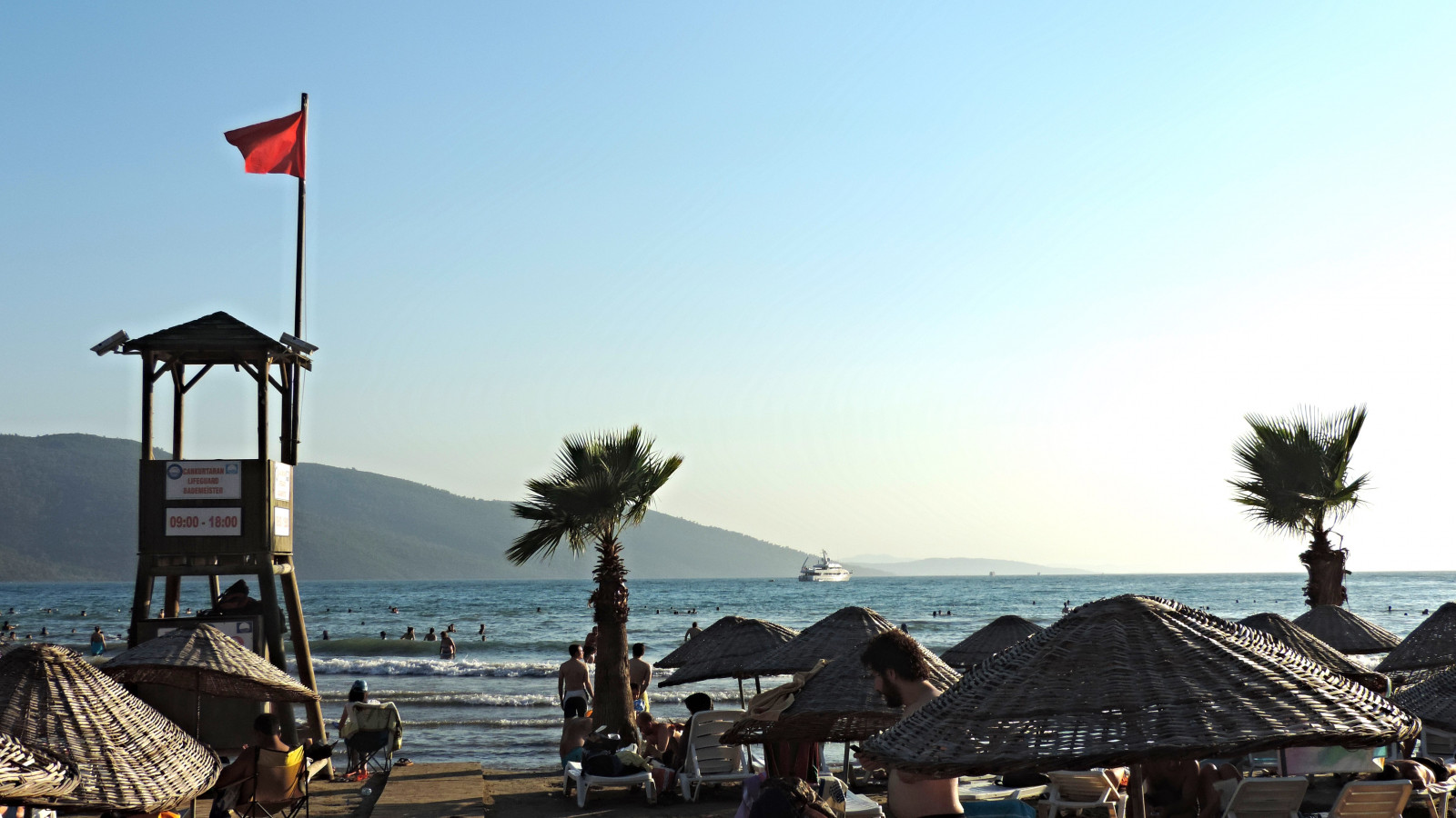 letní, Dovolená, pláž, krocan, písek, jachta, dlaň, Akyaka, Mugla, P520