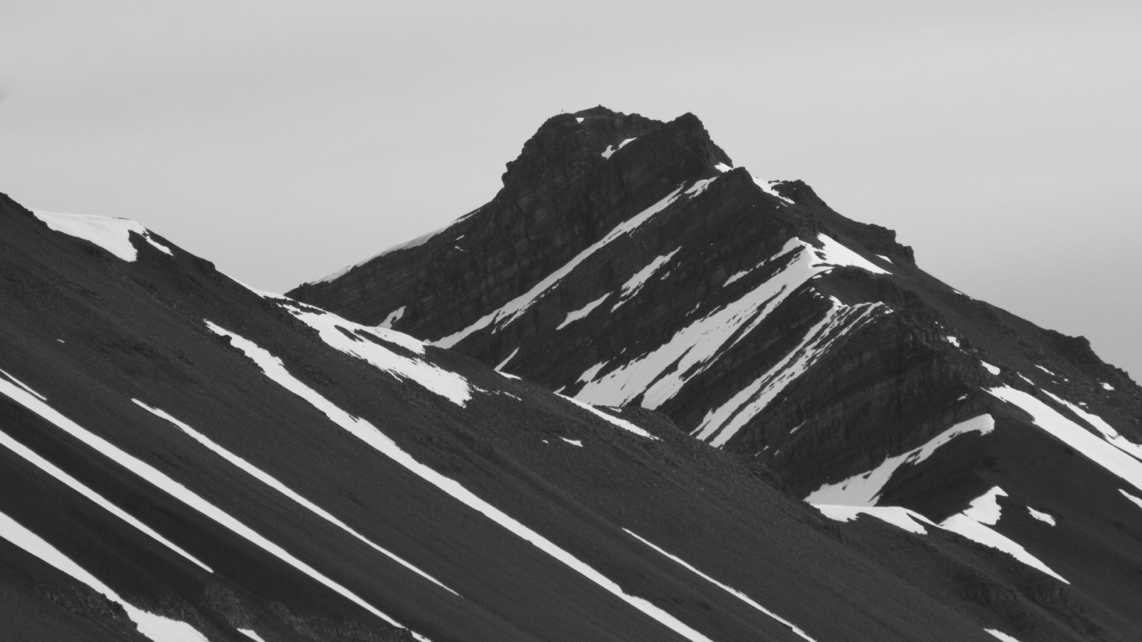 Wallpaper hill, grey, mountains, snowy peak 1920x1080 CactusVert