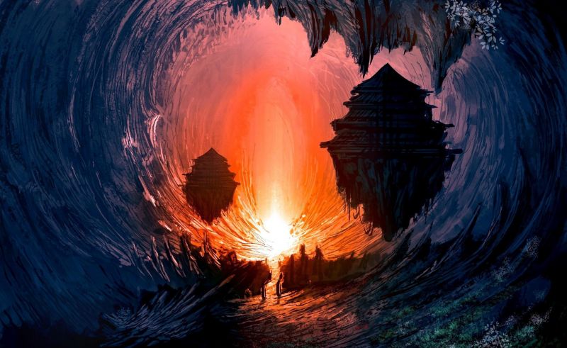 fantasy umění, odraz, umělecká díla, jeskyně, Formace, Země fantasy umění, odraz, umělecká díla, jeskyně, Formace, Země