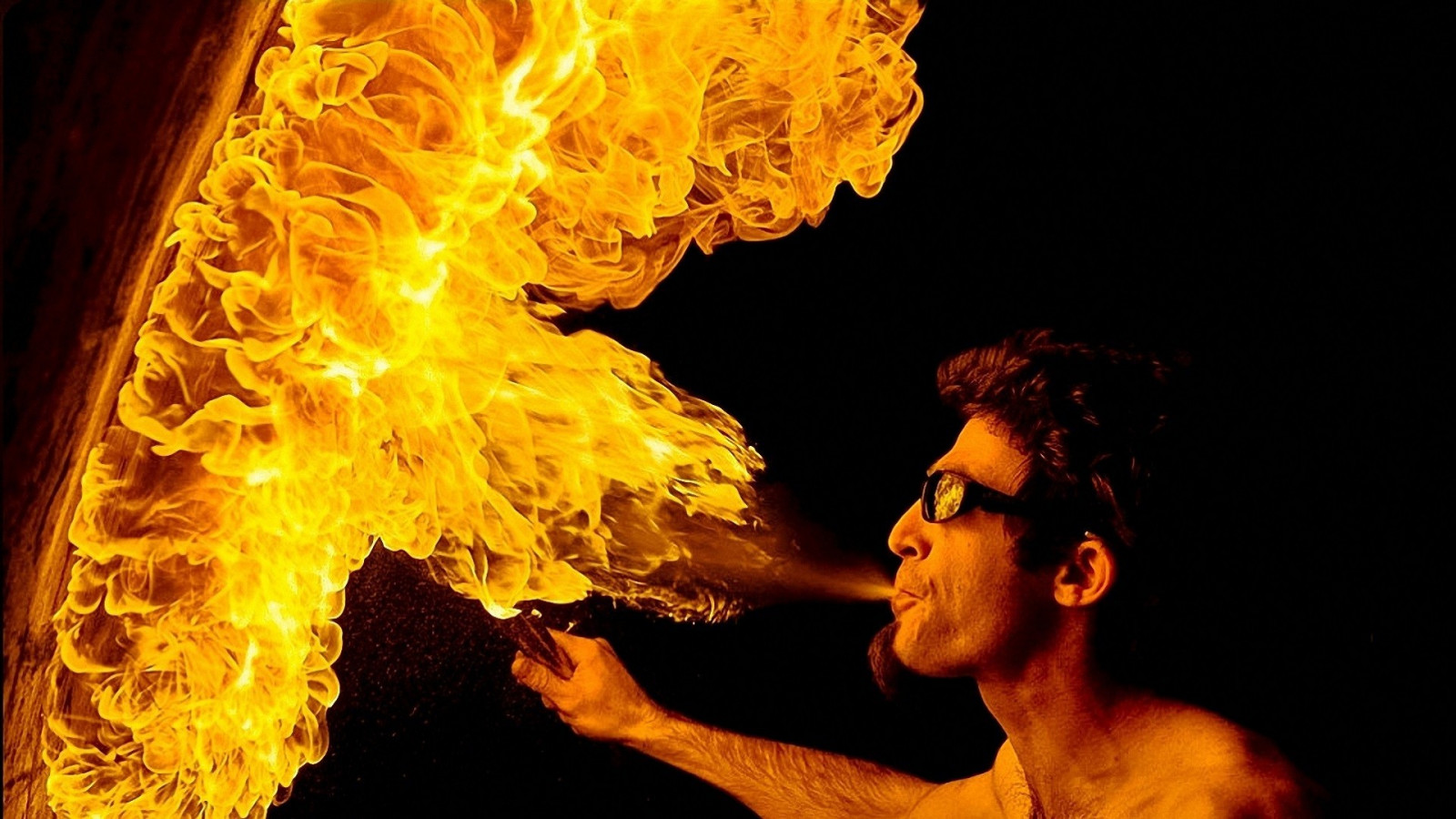 Wallpaper : men, black background, sunglasses, fire, shirtless, flame ...