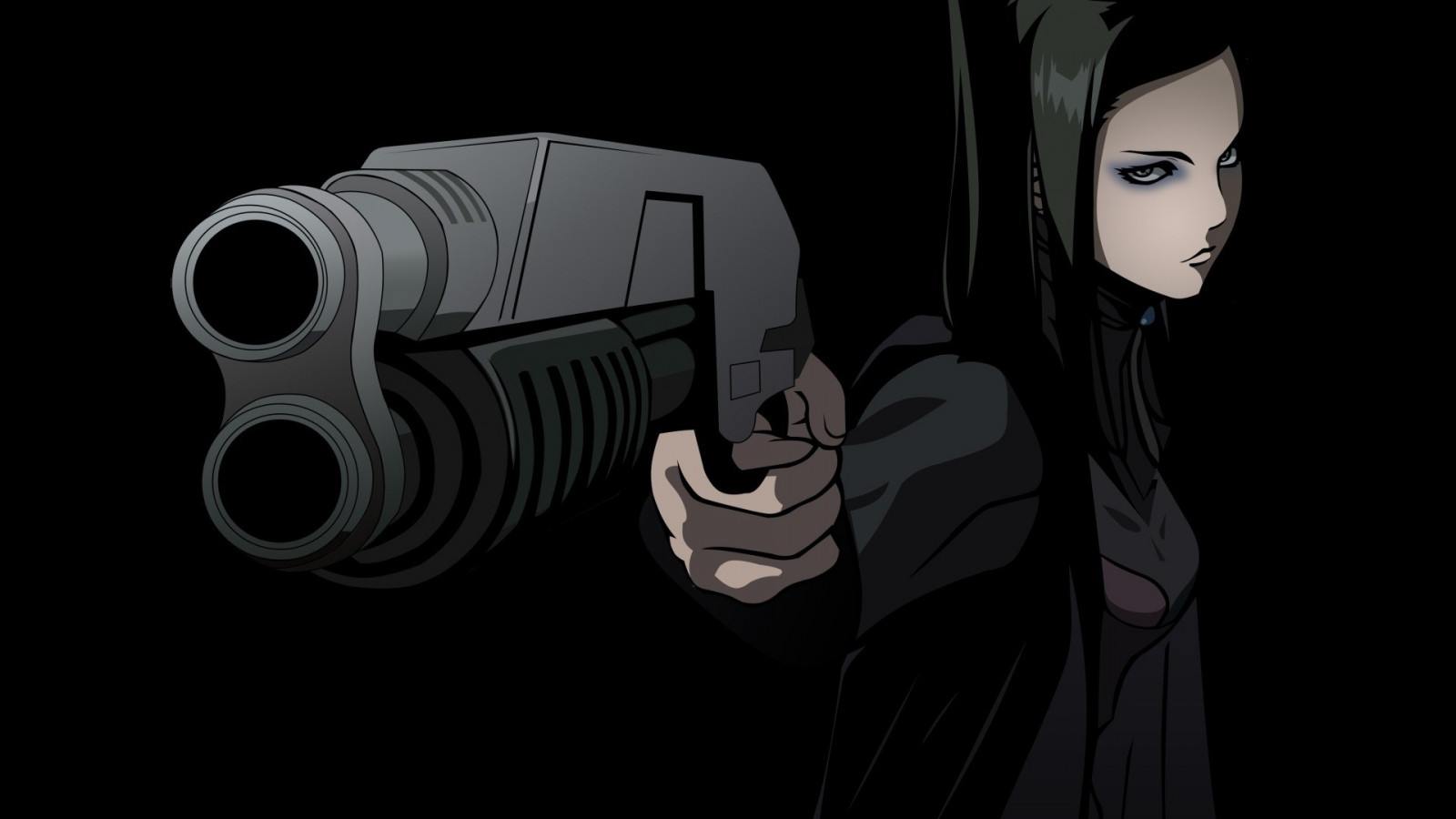 ilustrace, černobílý, anime, kreslená pohádka, Ergo Proxy, tma, Snímek obrazovky, Černý a bílý, monochromatické fotografování