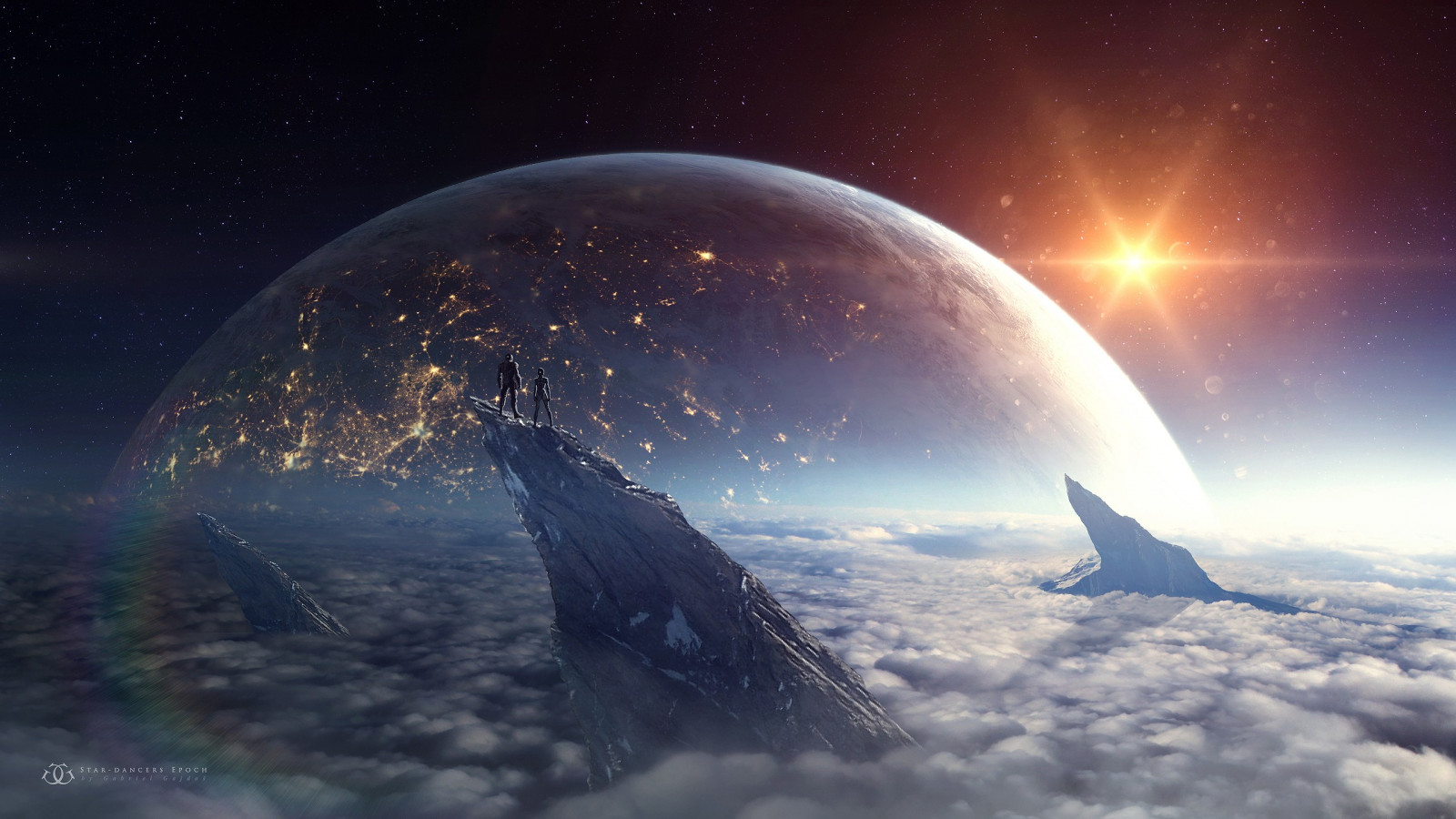 noc, planeta, prostor, nebe, mraky, Země, sci-fi, horizont, pár, atmosféra, vesmír, tma, během dne, 2560x1440 px, počítač tapeta, Atmosféra Země, vesmír, astronomický objekt, jev, stock photography