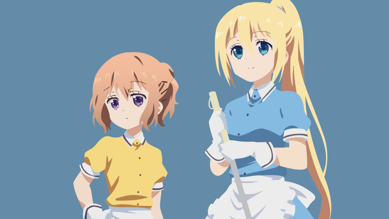 MinimalistKnight, Blend S, Hoshikawa Mafuyu, Hinata Kaho, minimalismus, jednoduché pozadí, anime dívky