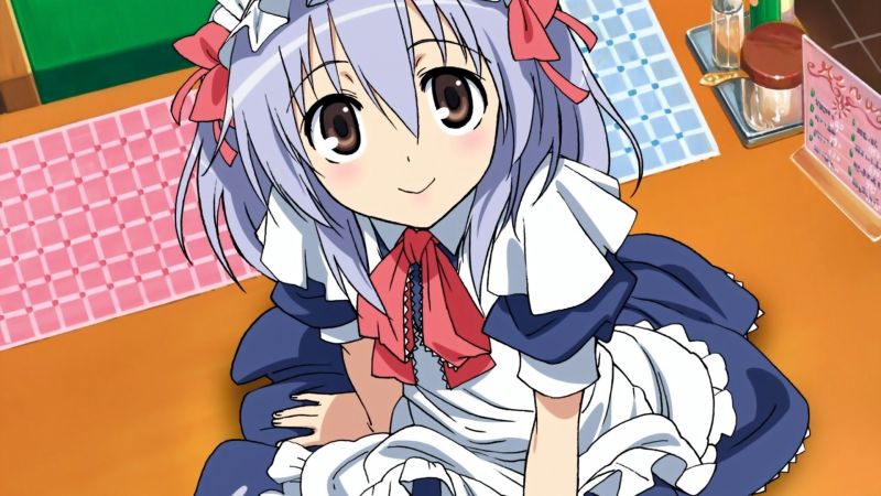 Anime, hoạt hình, nữ phục vụ, dễ thương, con gái, hình minh họa