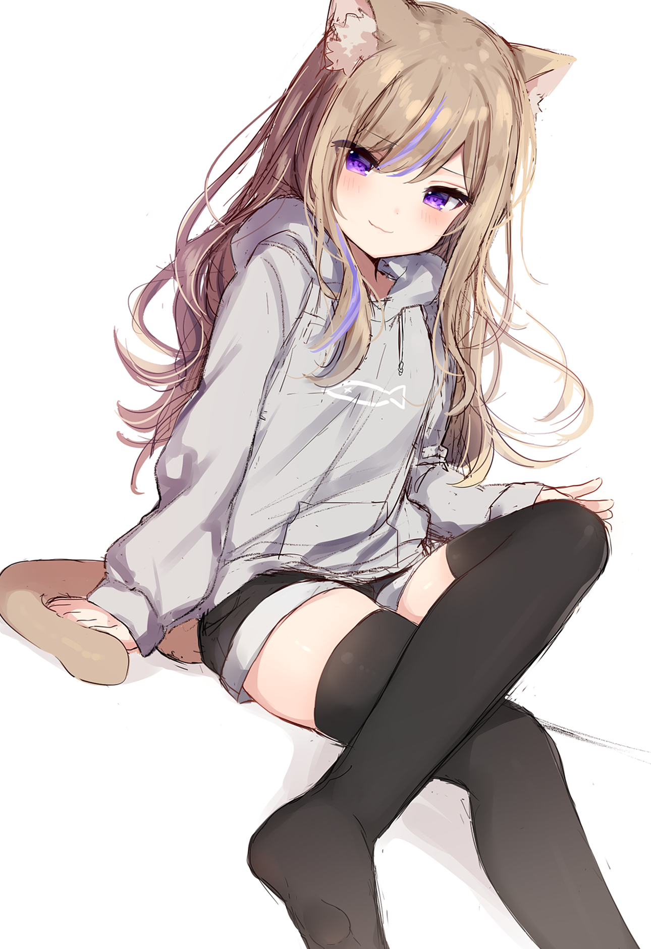 anime girl with brown cat ears and tail