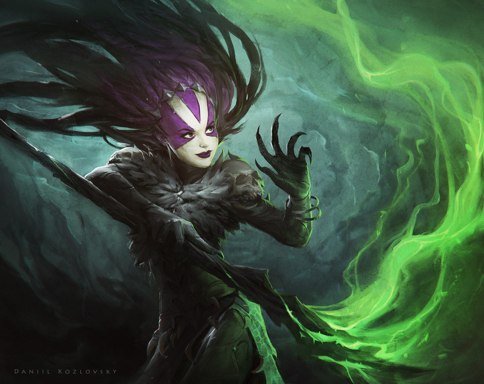 ilustrace, fantasy umění, anime, kouzlo, démon, mytologie, tma, Snímek obrazovky, počítač tapeta, fiktivní postava