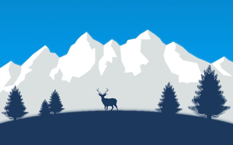 1920x1200 px, Vektor, Hirsch, Berge, Schnee, Bäume