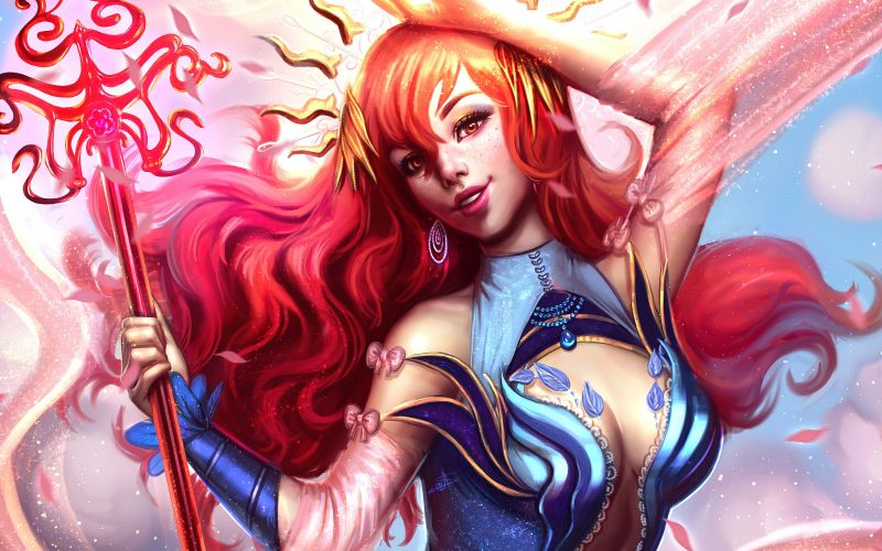 illustration, fantasy art, anime, cartoon, red, artwork illustration, fantasy art, anime, cartoon, red, artwork