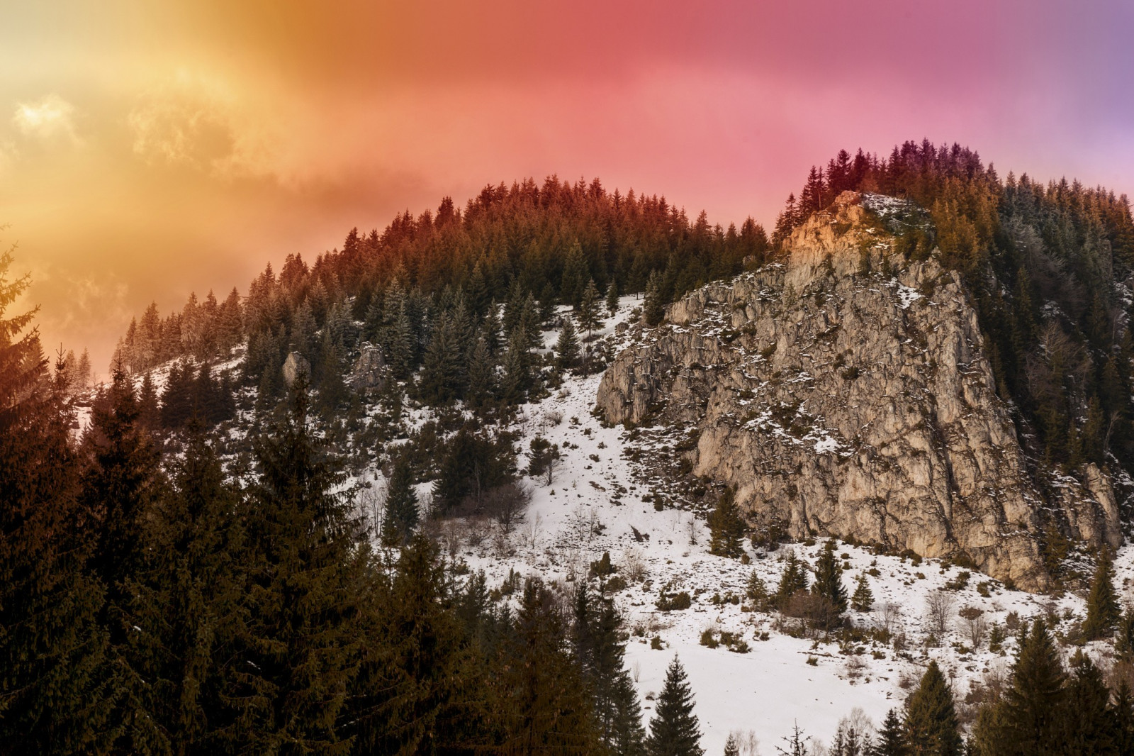 Landschaft, Wald, Sonnenuntergang, Hügel, Natur, Betrachtung, Schnee, Winter, Sonnenaufgang, Abend, Morgen, Kiefern, Wildnis, Gipfel, Grat, Wolke, Baum, Herbst, Berg, Wetter, Dämmerung, Jahreszeit, Atmosphärisches Phänomen, Holzige Pflanze, Bergige landforms, geographische Eigenschaft, Gebirge