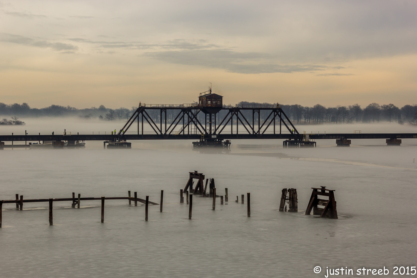 Wallpaper sea, water, sky, calm, ice, evening, morning, bridge, river