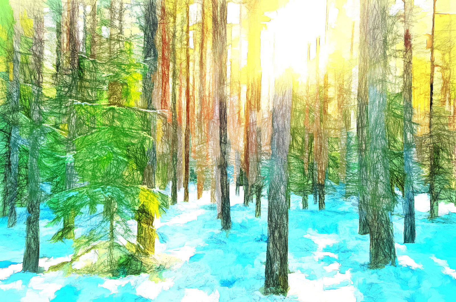 digitální, kalevvask, postprocessed, vklouznout do vody, Photoshop, photomanipulation, digiart, PhotoArt, malířské, umělecký, tvořivý, Estonsko, sníh, stromy, zima, topazimpression, ownphotoandcreation, myownphoto