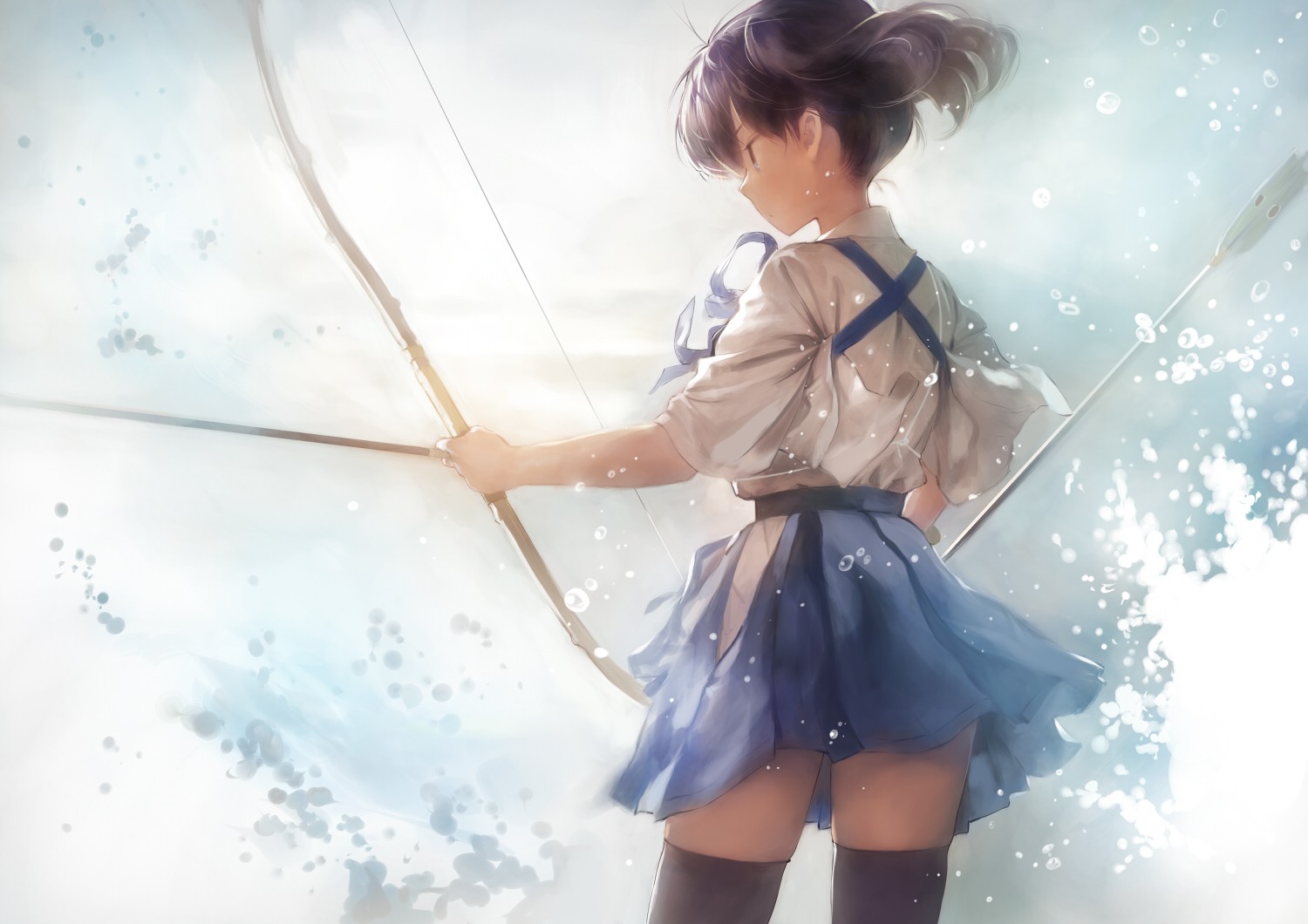 modell, anime, anime lányok, íj, ruha, kék, Kantai Collection, Játék, Kaga KanColle, Személy, ruházat, lány, szépség, hölgy, kosztüm, Fotó