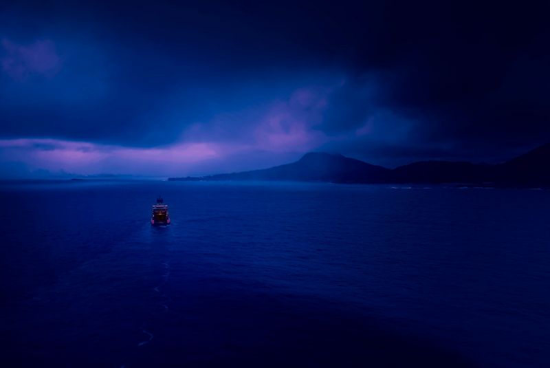 landscape, mountains, ship, sea, night, nature landscape, mountains, ship, sea, night, nature