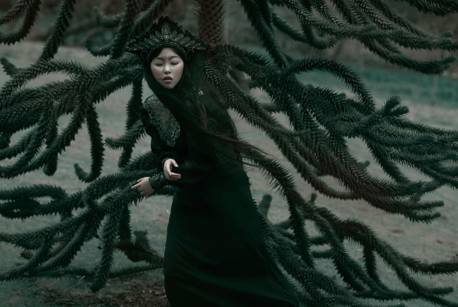 ženy, fantasy umění, asijský, drak, mytologie, tma, Snímek obrazovky, fiktivní postava, 2048x1377 px