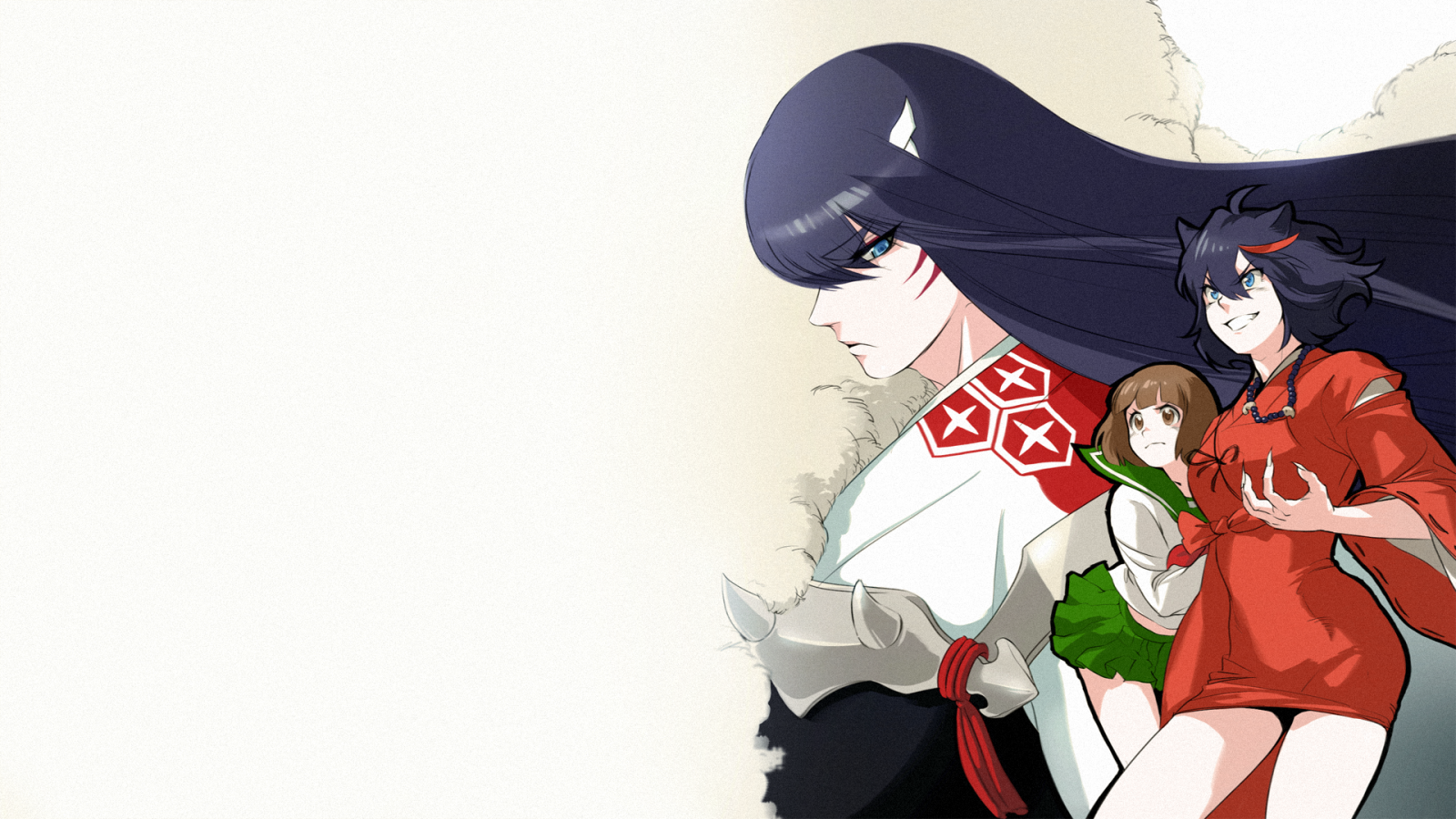 illustration, anime, tegneserie, Kill La Kill, Inuyasha, Matoi Ryuuko, Kiryuin Satsuki, Mankanshoku Mako, tøj, kostume