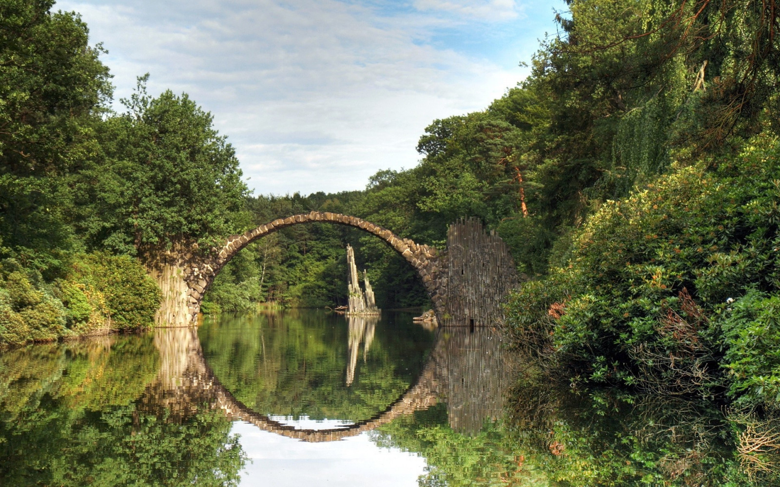 Reflection Bridge Wallpaper : nature, reflection, river, jungle, suspension bridge, canal ...